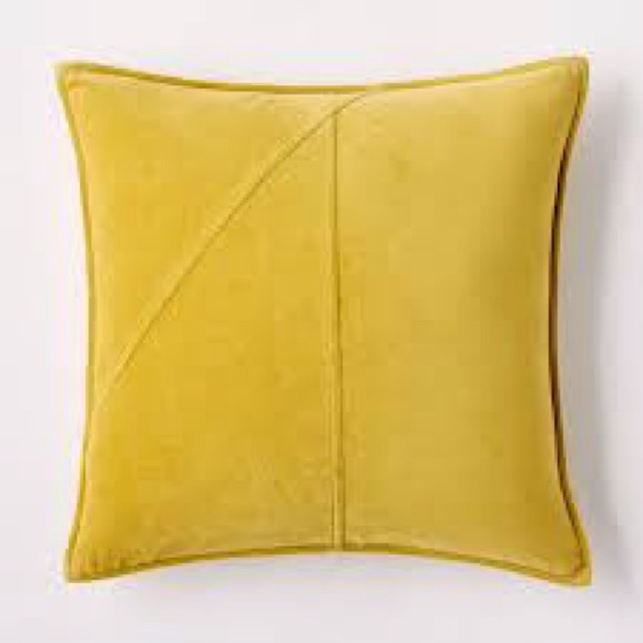 West Elm Velvet Washable Throw Pillow Cover Case Gold Yellow 18x18 Boho Chic - Picture 3 of 17